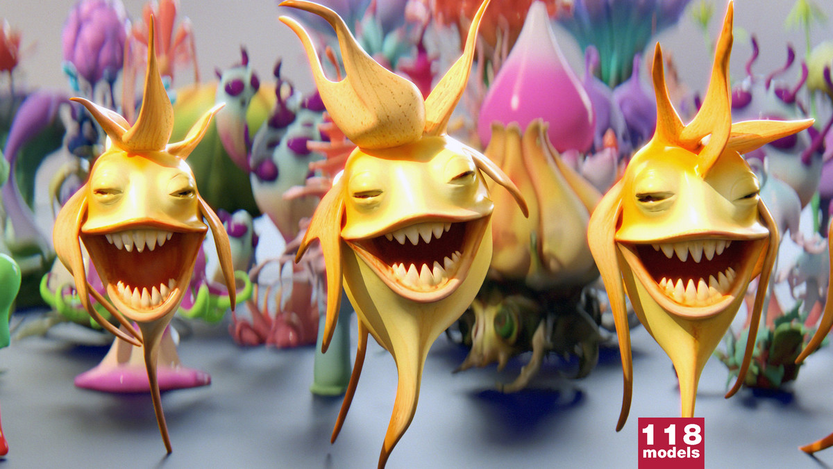 Fantasy Funny Stylized Magical Flora Plants - Low Poly Pack (118 3d models)