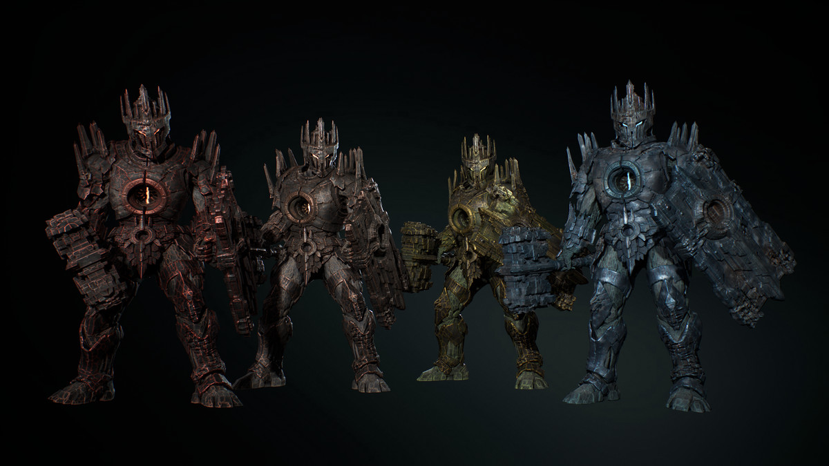 Armored Stone Golem - Dark Fantasy Boss