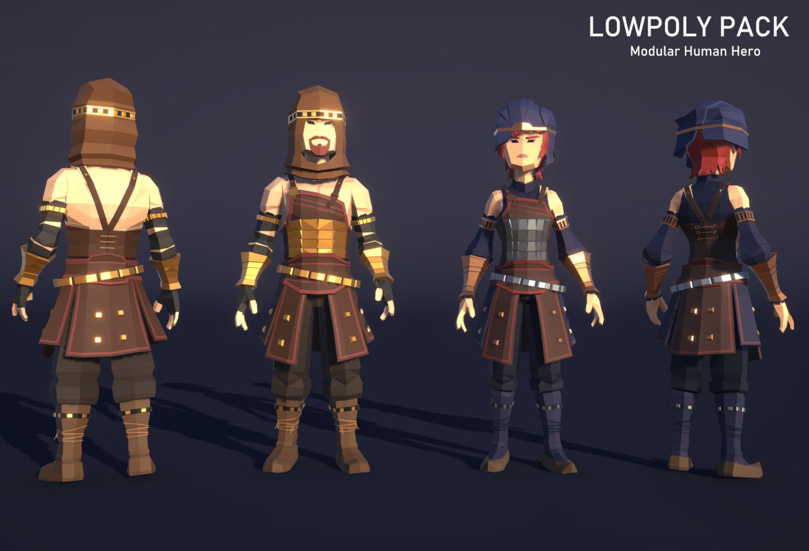 LowpolyPack_Modular Human Hero