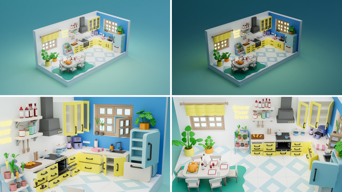 Cartoon Interactive Rooms & Furniture - Cozy Interior Pack 2