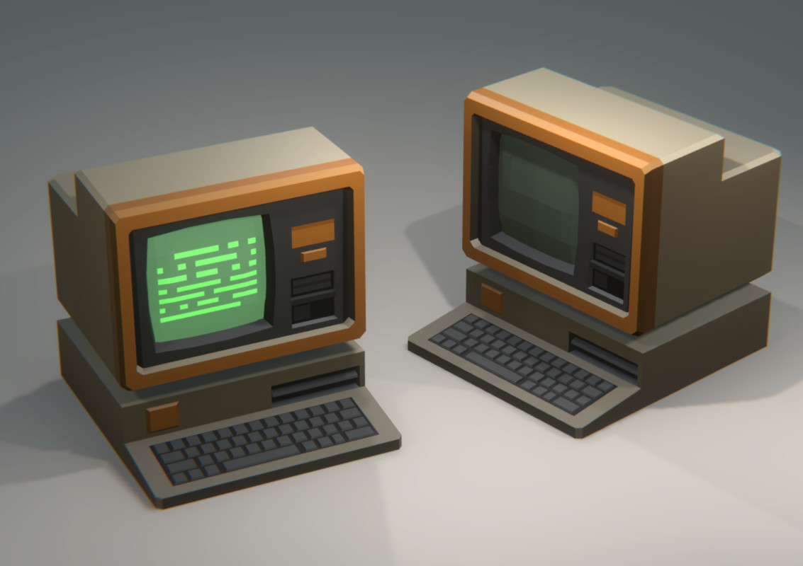 Low Poly Sci-Fi Luggable Computer Pack (8 Models) - Retro 80s Terminals