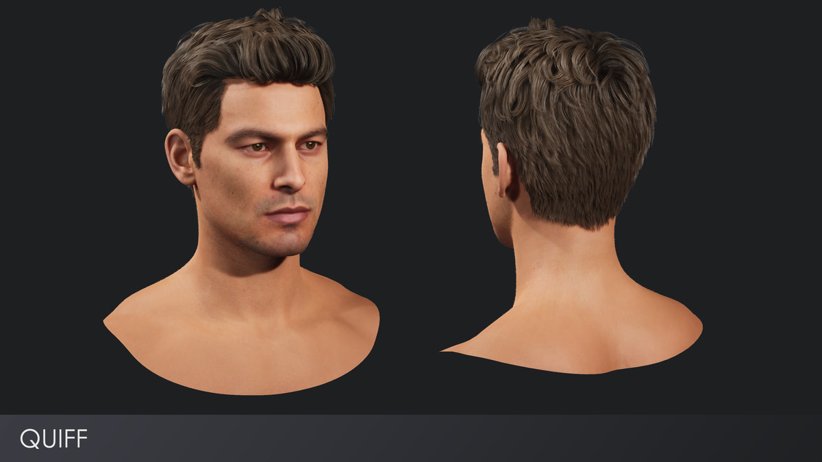 Realistic male hairstyles, pack #6 | Rigged hair, game-ready, low-poly