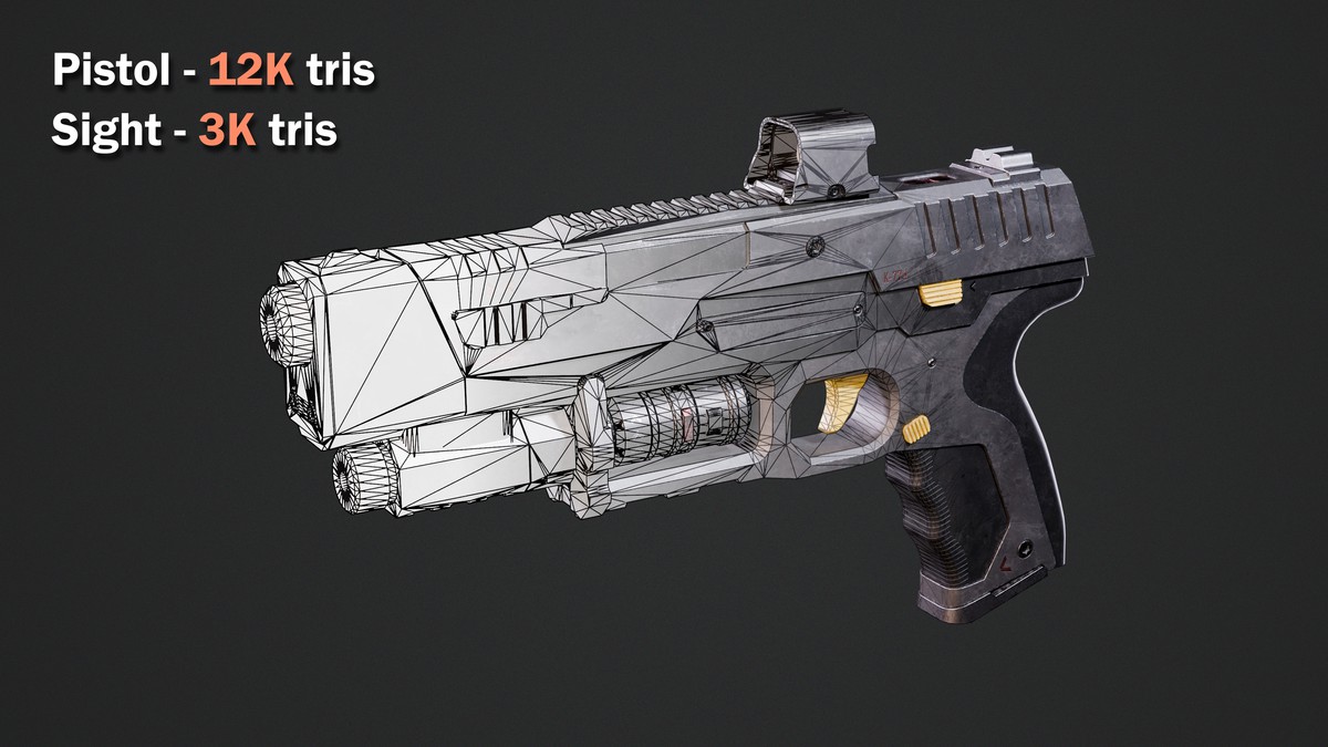 Sci-fi Weapon - Game Ready Pistol