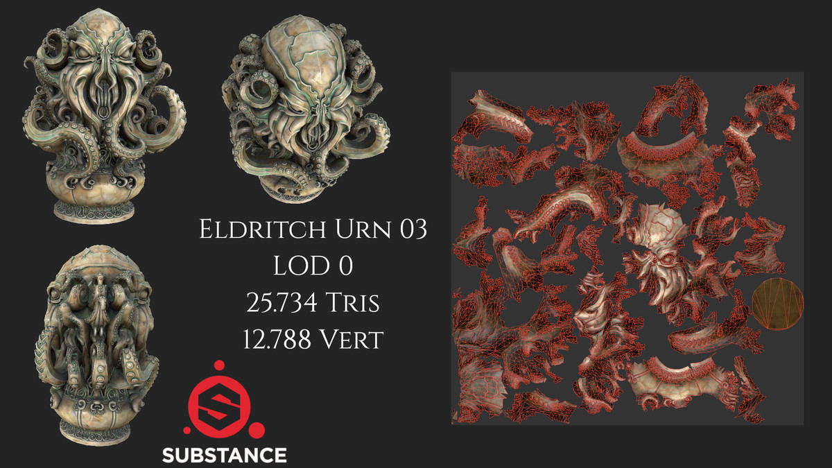 4 Dark Fantasy Eldritch Urns / Vessels / Pots