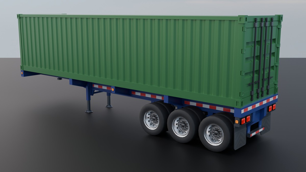 Realistic American Semi Truck + Container Trailer (11 Truck + 7 Trailer Colors)