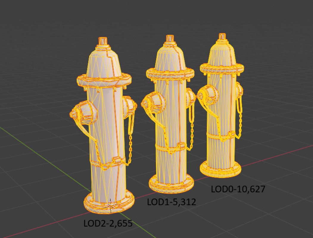 Low Poly Fire Hydrant - 3 Texture Variants Pack