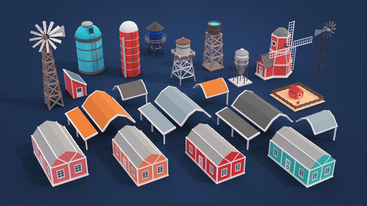 Farm - Low Poly 3D Models Pack