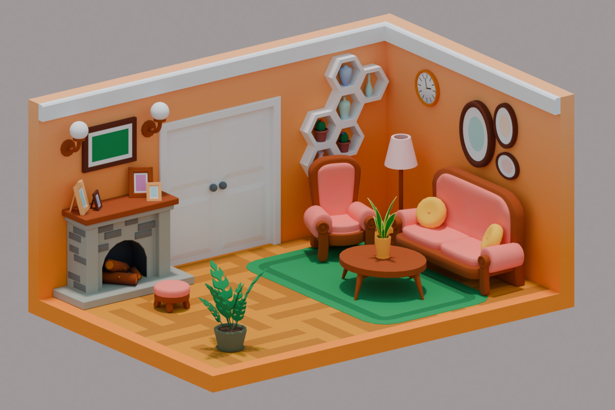 Low Poly Modular Living Room Pack (600+ Props)