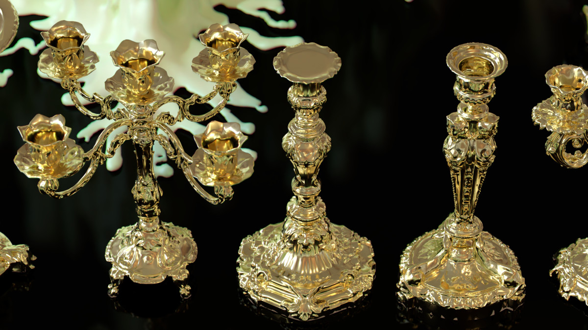 Ornate Candles, CandleHolders, and Wax Sculptures - 133 Models Set