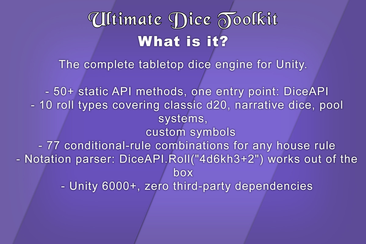 Ultimate Dice Toolkit - Advanced Dice Rolling & Rule API Systems w/JSON support
