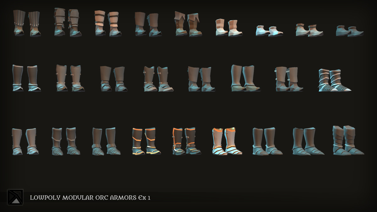 Low Poly Orcs Modular Armors Ex1 - LOWPOLY MEDIEVAL FANTASY SERIES