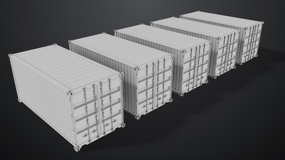 5 Cargo Container 20ft Single Mat URP HDRP Textures