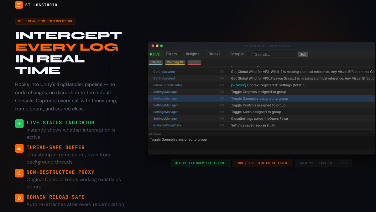 BT-LogStudio: Advanced Debug Console & Log Filter System