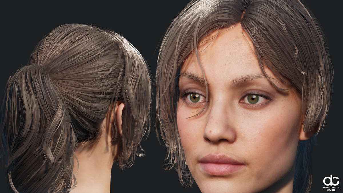 Realistic female hairstyles, pack #4 | Rigged hair, game-ready, low-poly