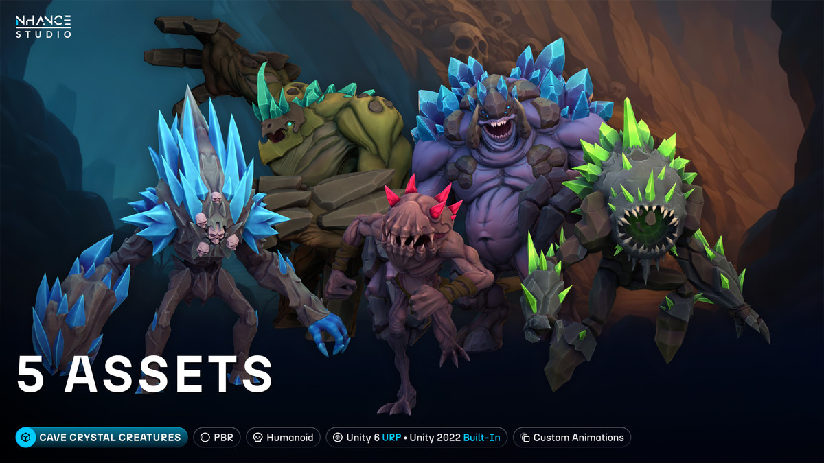 Stylized Cave Crystal Creatures Pack