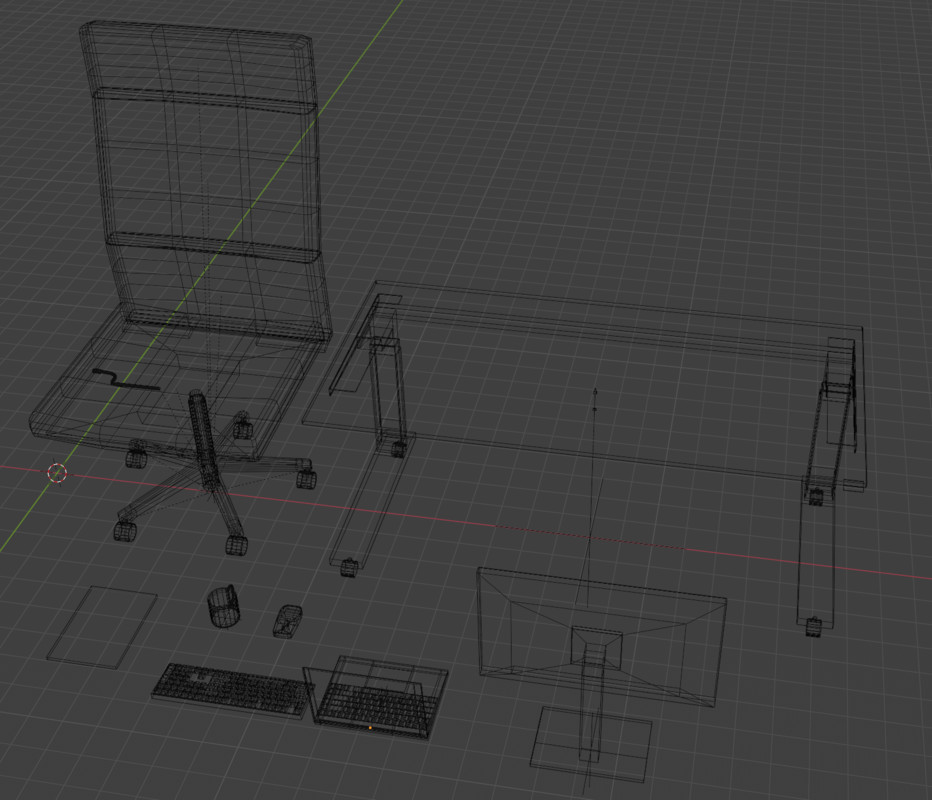Modern Office Set Low Poly