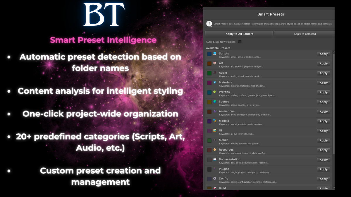 BT-FoldersPal: Smart Visual Project Organizer For Unity