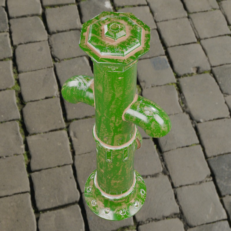 Vintage Cast Iron Fire Hydrant – Low Poly PBR with LODs