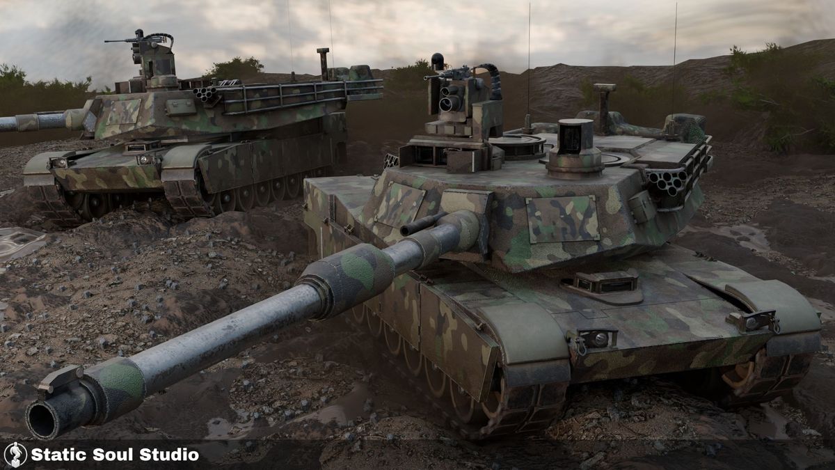 M1A2 Abrams Battle Tank Pack ( 8 Skin Design , Customizable Pieces , Optimized )