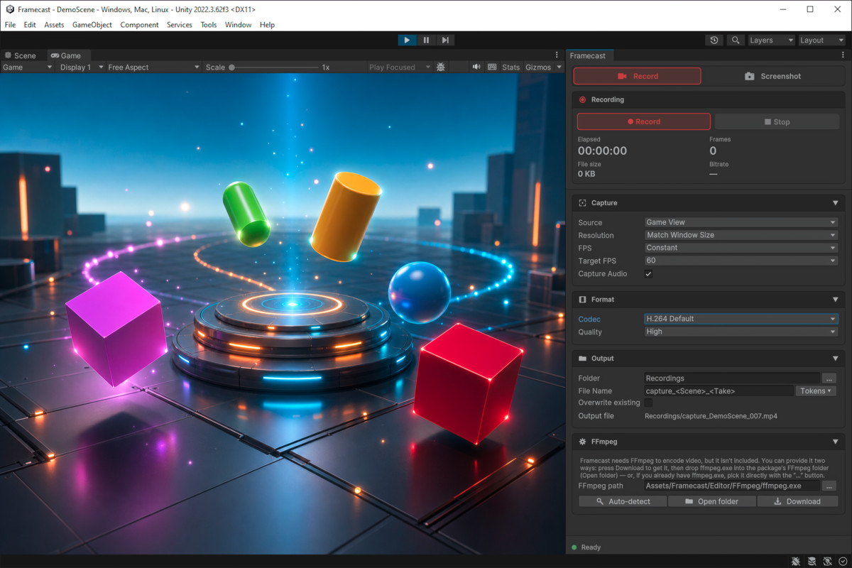 Framecast - In-Editor Video and Screenshots