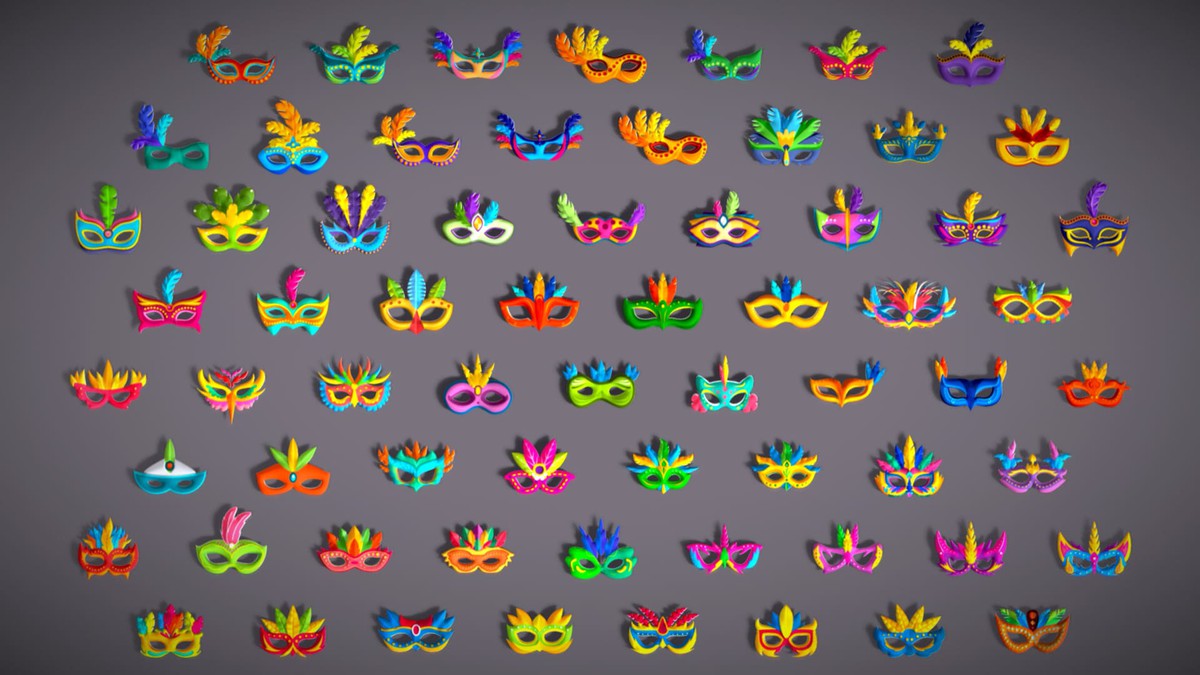 65+ Carnival Feather Mask Mega Pack - Kids Party Masks - Stylized Costume Masks
