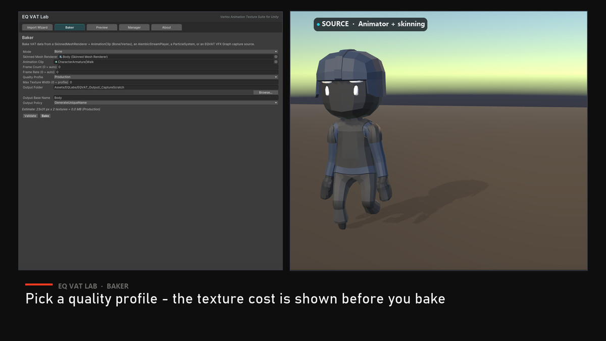 EQ VAT Lab — Vertex Animation Texture Baker & Player (URP)