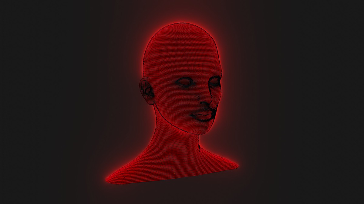 Sci-Fi Red Hologram Male Female Heads 3D Model Pack - Animated, Blend Shapes