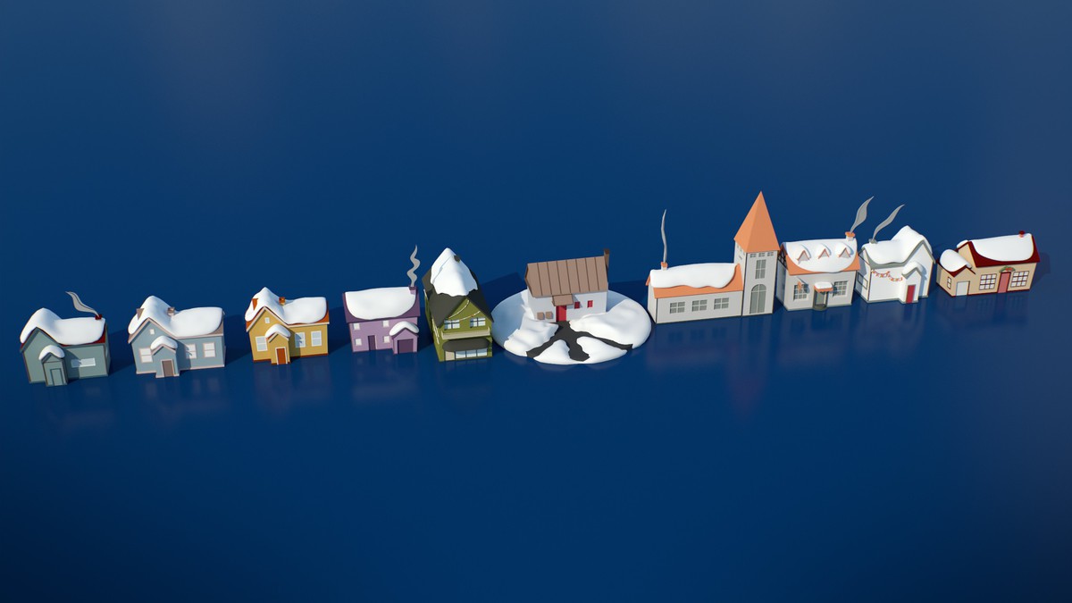 Stylized Lowpoly Winter City Asset Pack