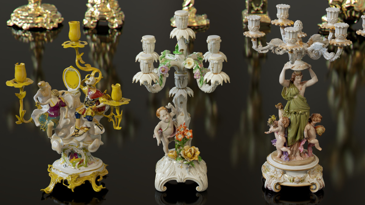 Ornate Candles, CandleHolders, and Wax Sculptures - 133 Models Set