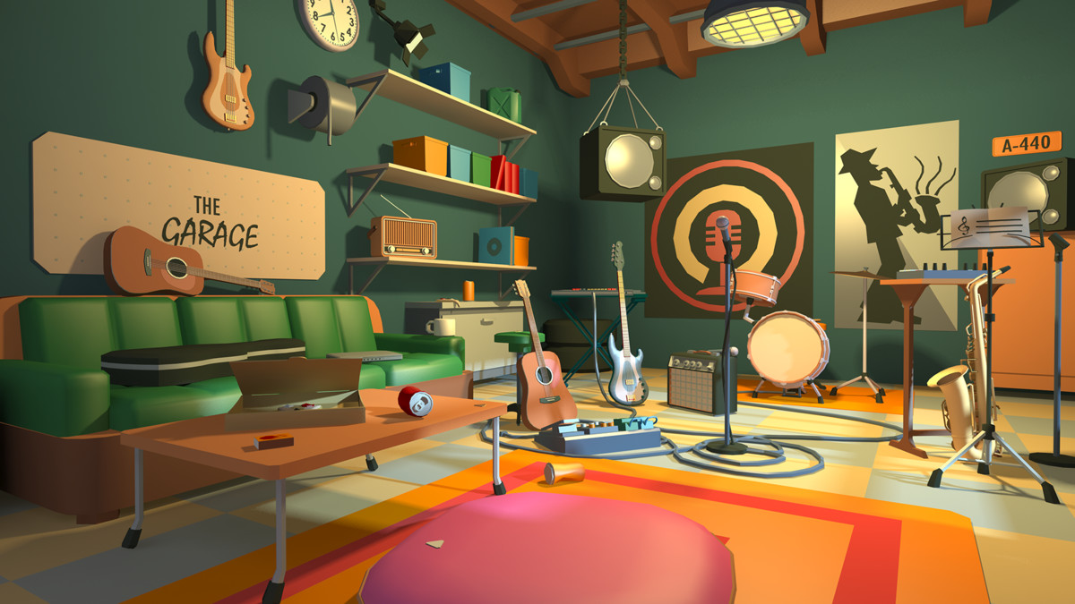 Stylized Cozy Garage Music Studio