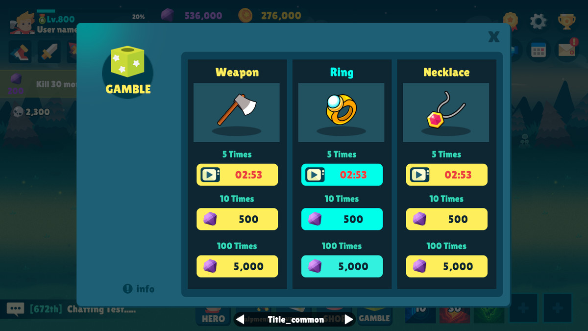 Idle Game Horizontal UI Kit
