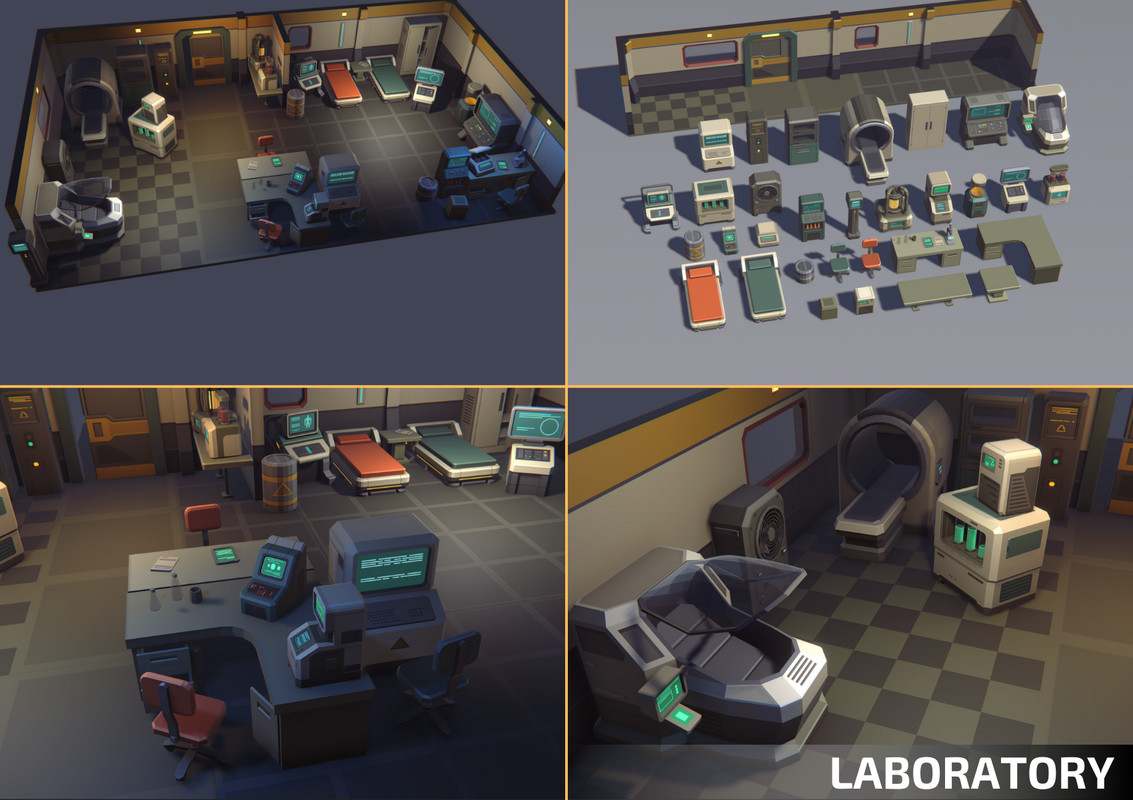 Low Poly Sci-Fi 3-Pack Bundle - Retro Style