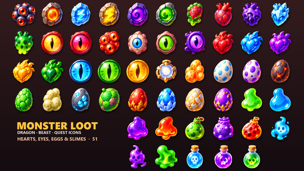Monster & Dragon Loot Icons - 313 RPG Drops