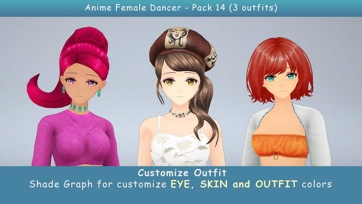 Anime Female Dancer - Pack 14 (3 outfits)