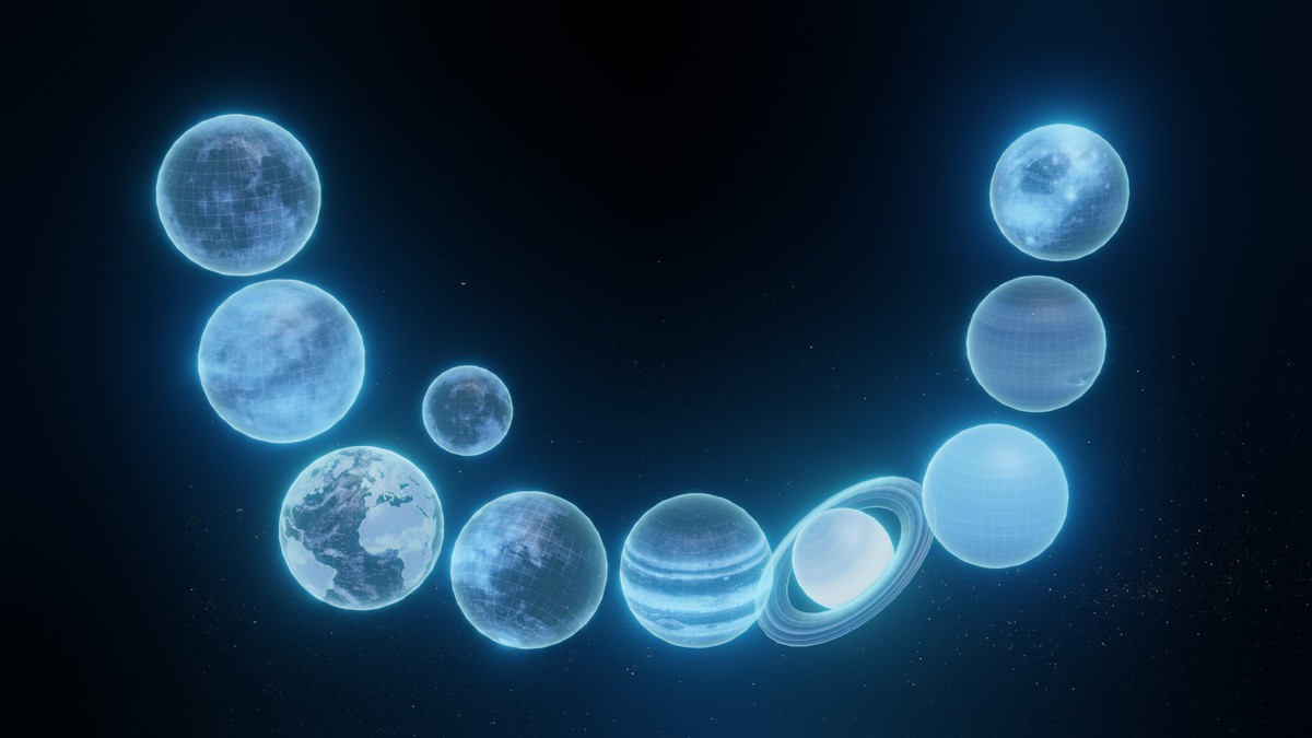 Holographic Solar System Sci-Fi 3D Model