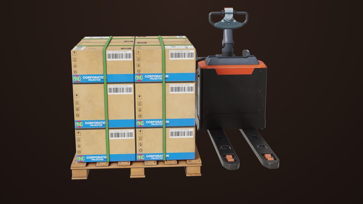 Forklift with Pallet 01 Orange URP HDRP Textures