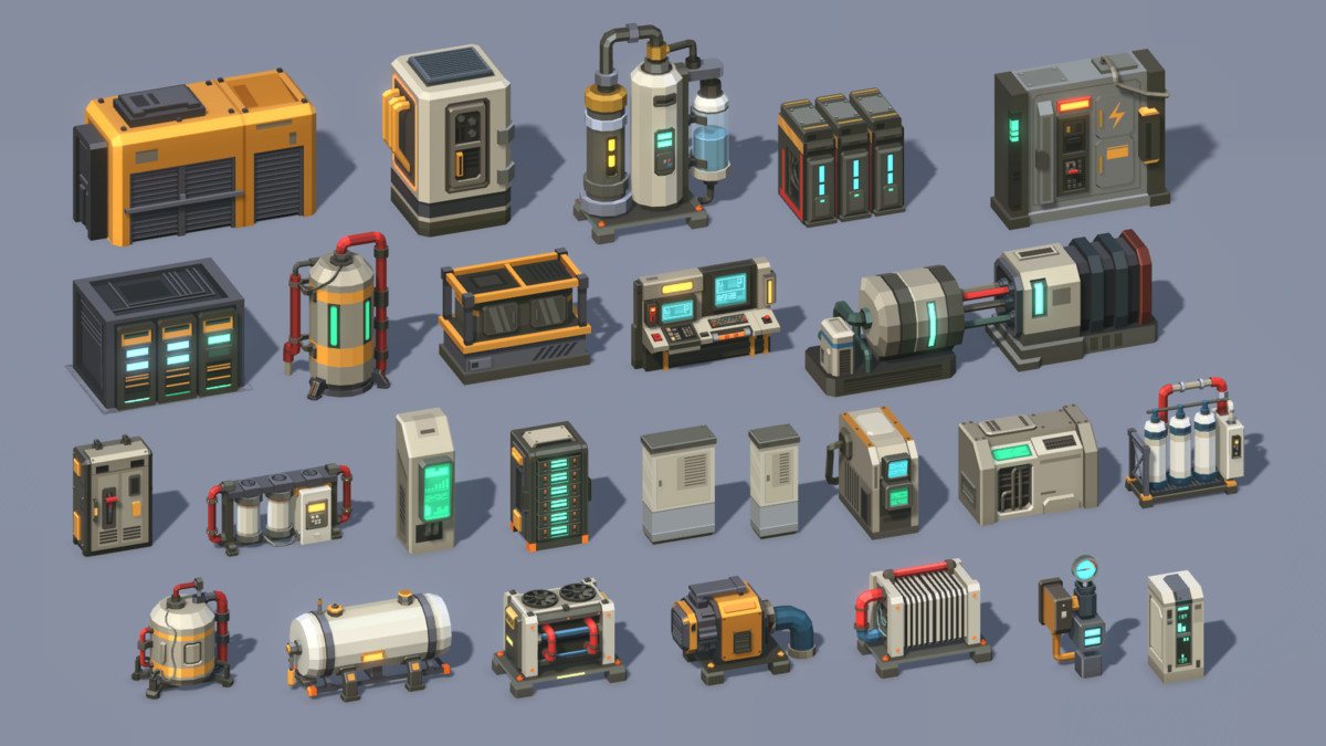 Low Poly Sci-Fi Reactor Environment / Cosmic Retro