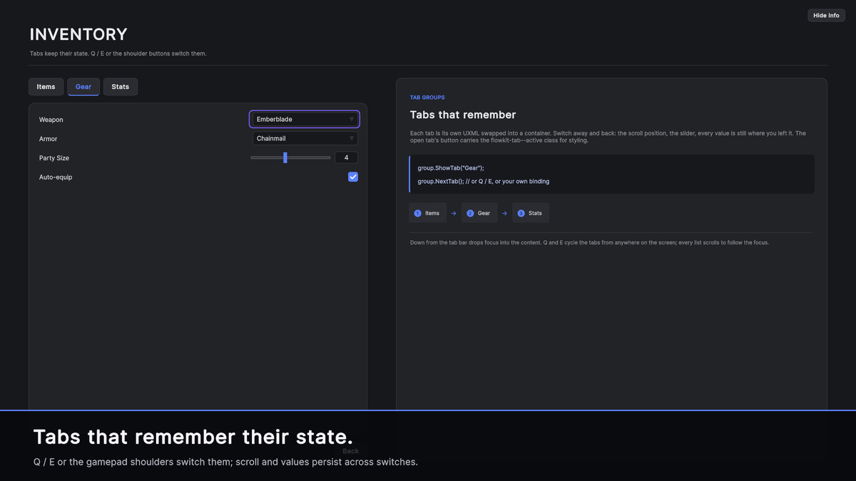 FlowKit — Screen Flow & Gamepad Navigation for UI Toolkit