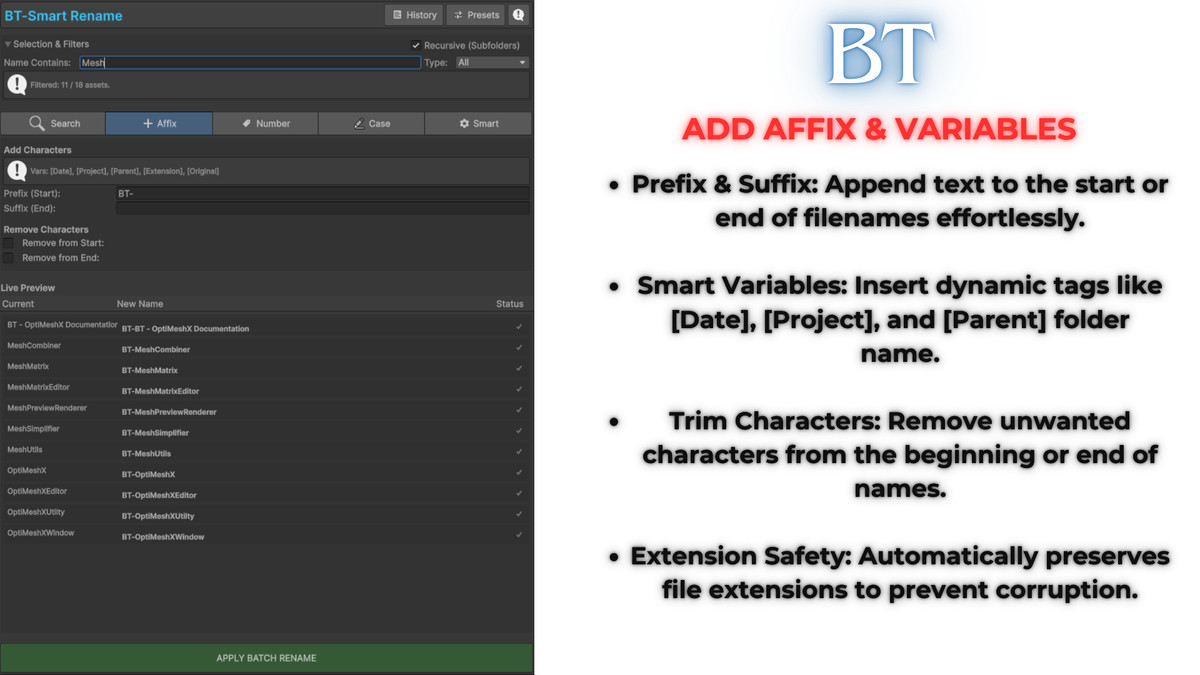 BT-Smart Rename Pro: Advanced Project Organizer