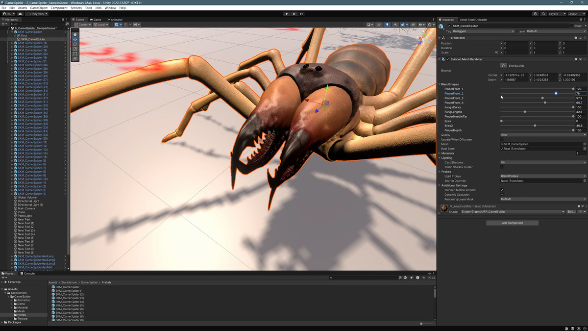 Solifugae Camel Spider, animated and modular monster insect with skins & shader.