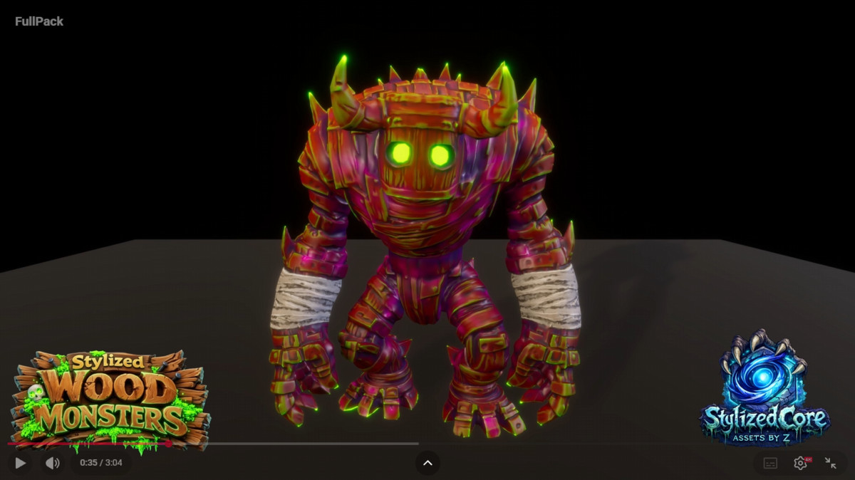 Wood Monsters Pack 1 – 4 Stylized Animated Creatures (LOD + Skins)