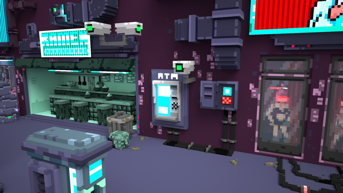 Voxel Cyberpunk Streets - 3D pixel art - monogon