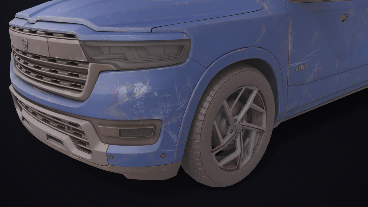 Pickup Truck 03 Blue Dusty URP HDRP Textures