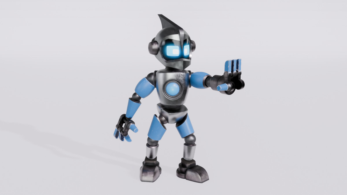 Stylized Rigged Robot with 3 Head variations
