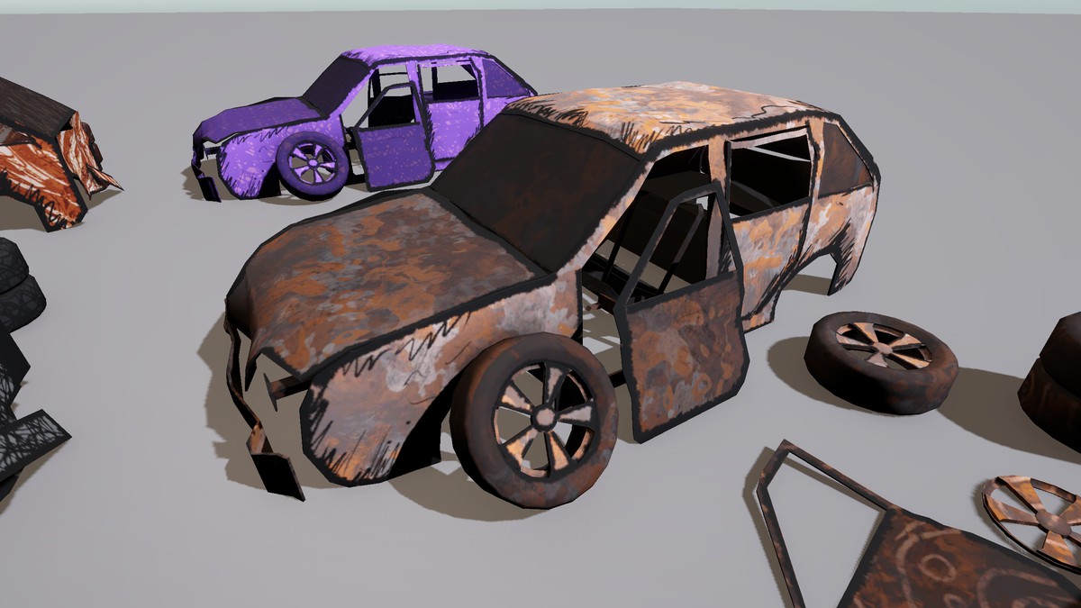 Broken Cars 3D : Hand drawn style