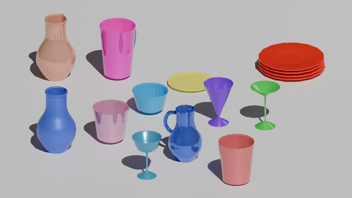 Stylized Low Poly Tableware Pack