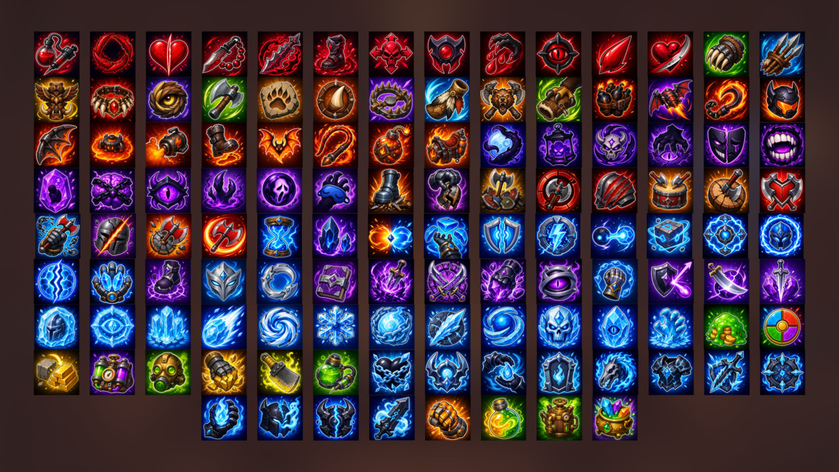 Fantasy RPG Skills Spells Abilities Combat Magic Elemental Icons Pack