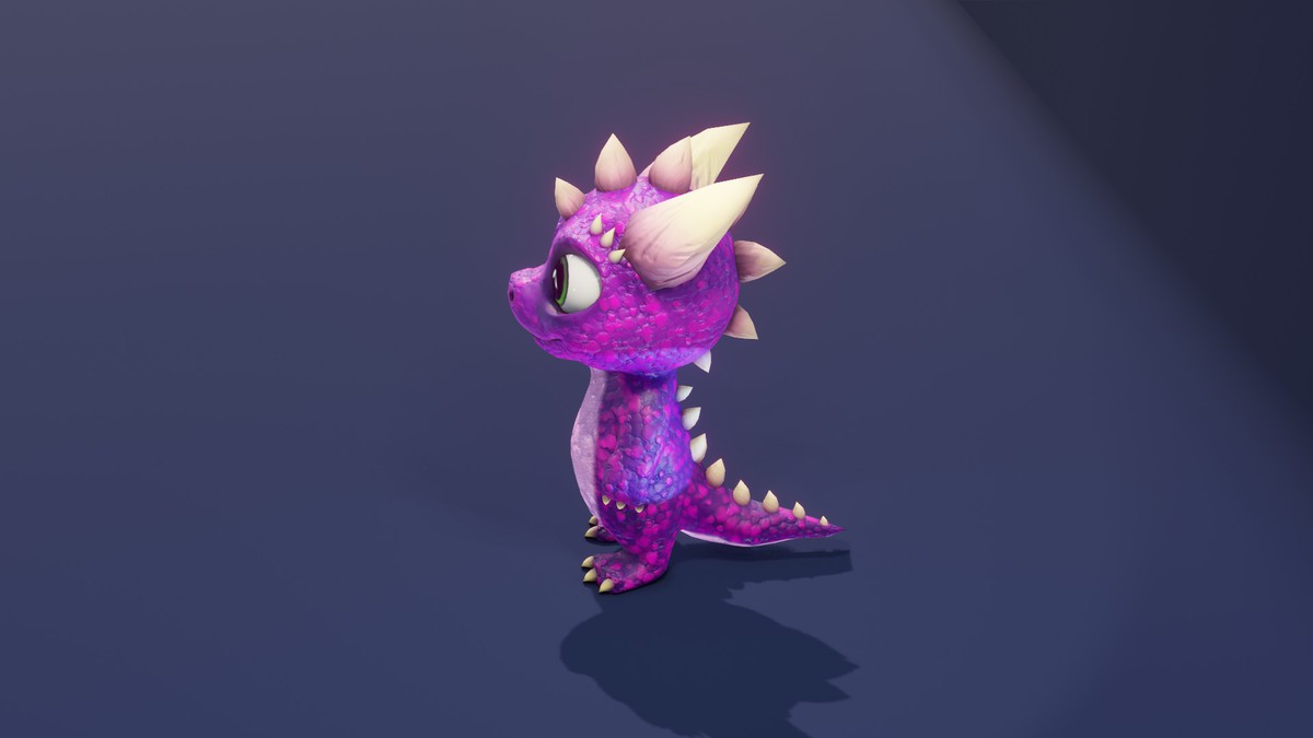 Cartoon Purple Dinosaur 3D Model – Animated Character