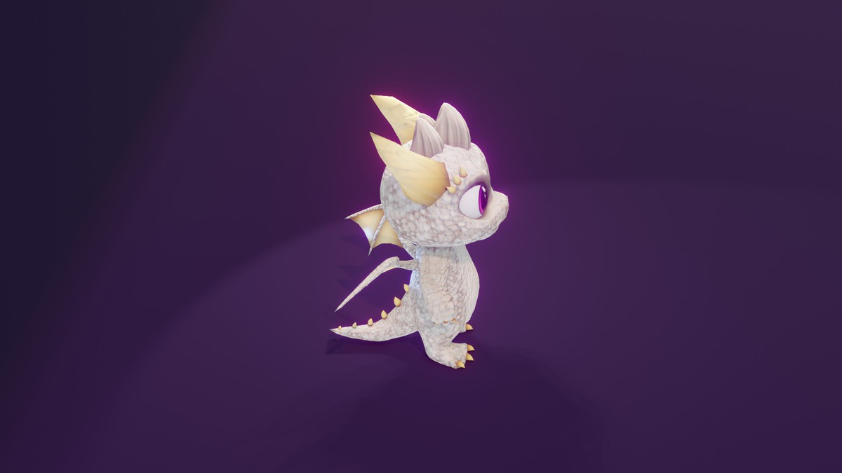 Cartoon White Dragon 3D Model (Low-Poly, Game-Ready, Animated, Built-In)