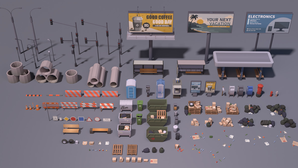 Modern City Props Pack (Stylized) – BoznaWhat